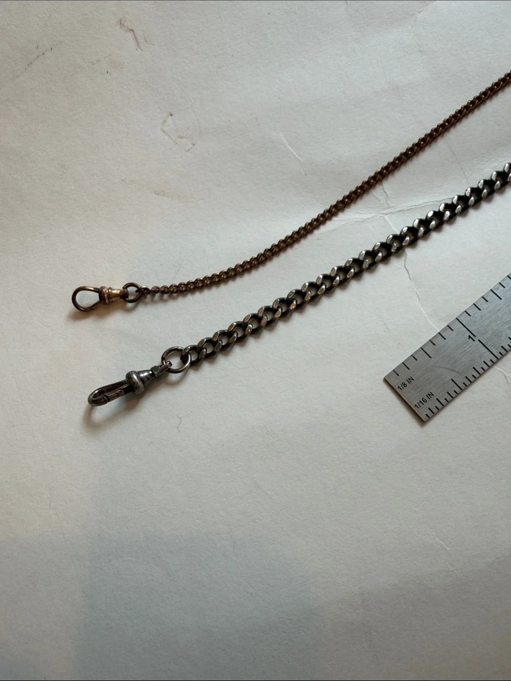 Two Chains / Wallet Fobs - brass- and silver-toned metal